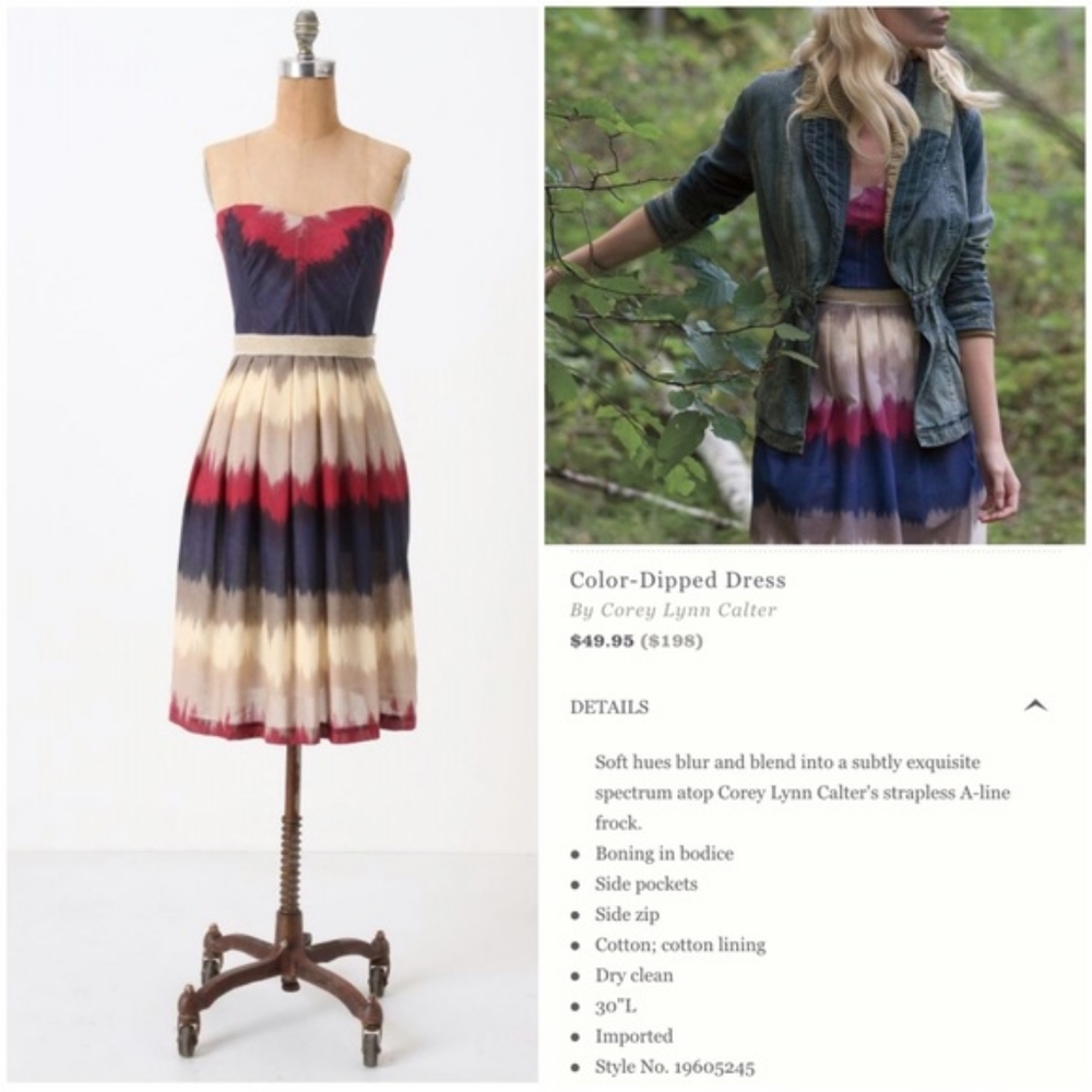 DONATED: Anthropologie Color Dipped Dress - Picture 3 of 10